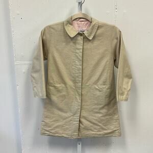 Jacadi Linen Cotton Blend Minimalist Spring Summer Trench Coat Beige Neutral 8Y